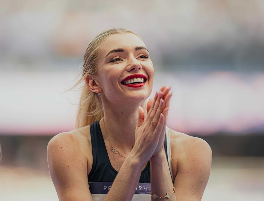 head person face happy laughing adult female woman