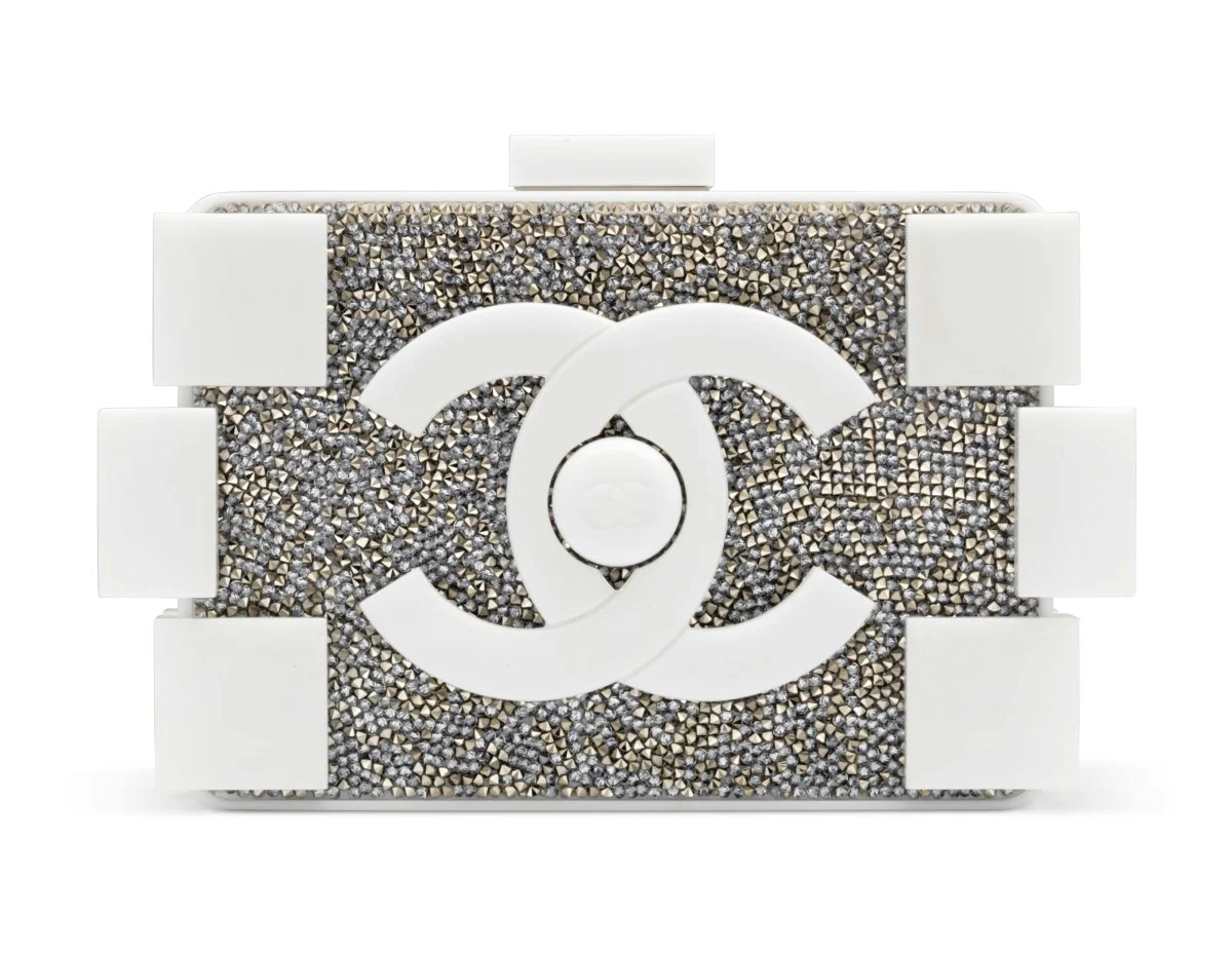 A WHITE LUCITE & CRYSTAL LEGO CLUTCH.jpg