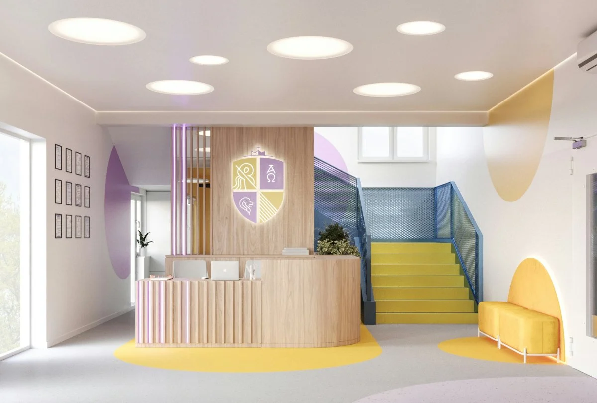 building housing staircase indoors interior design furniture table living room foyer reception