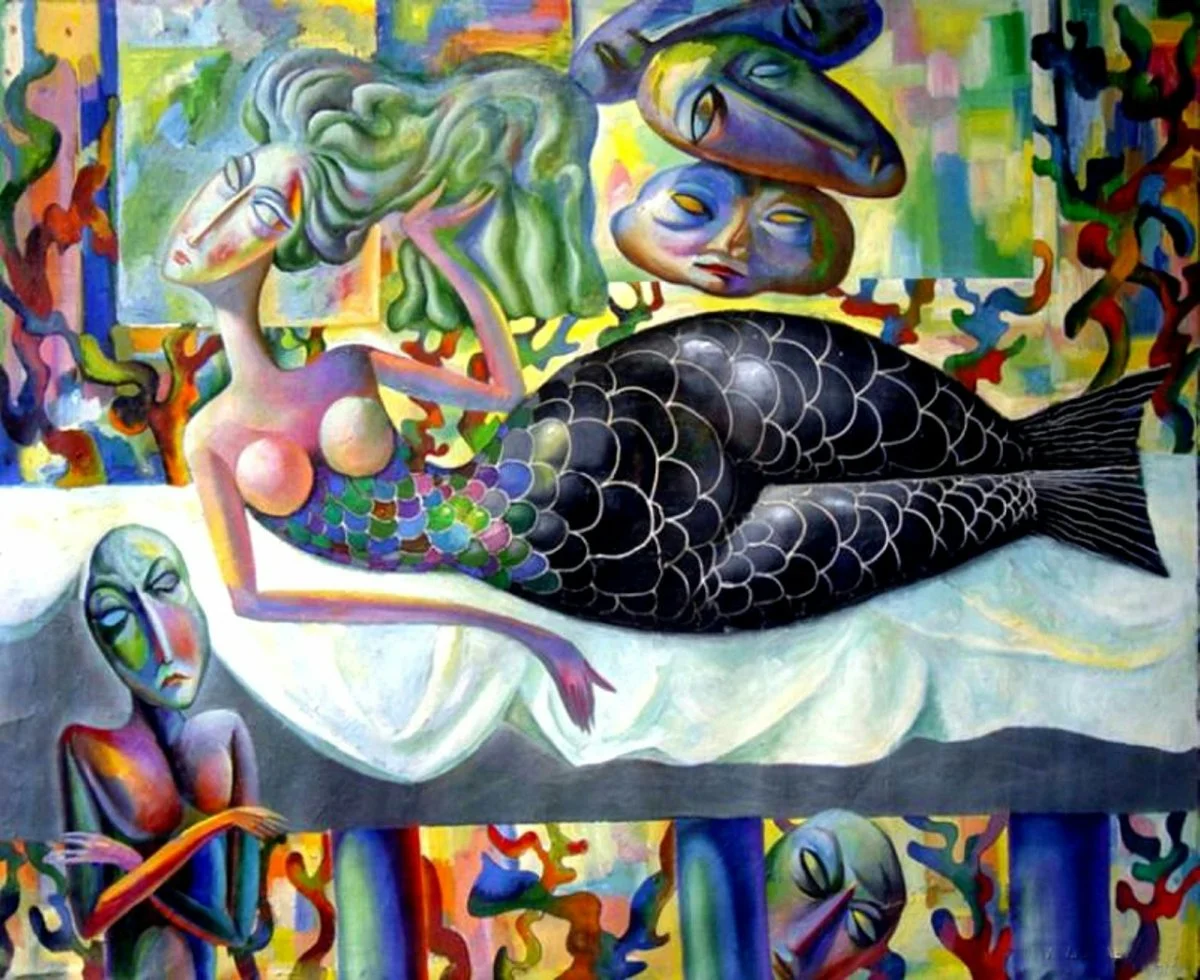 art modern art painting person face head