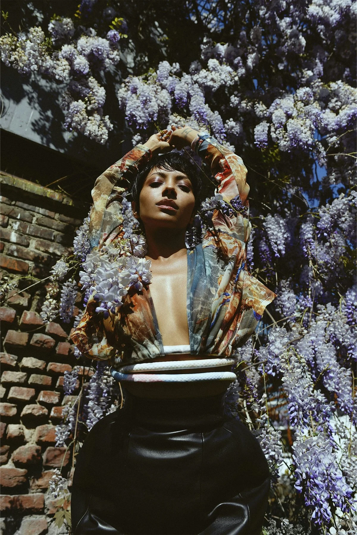 dress photography portrait brick flower formal wear flower arrangement flower bouquet fashion smile