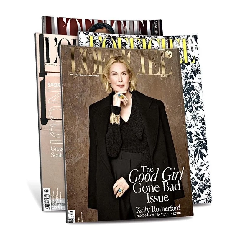 publication adult female person woman clothing formal wear suit magazine fashion